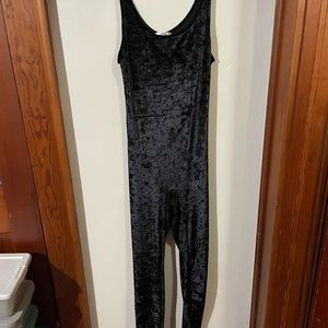 womens velour one piece size large in black